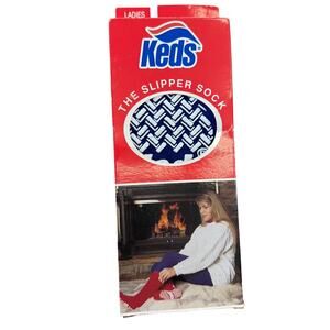 Vintage 1981 Keds Slipper Socks Ladies One Size Traction Sole Made USA w Box